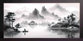 山水画装饰画无框画