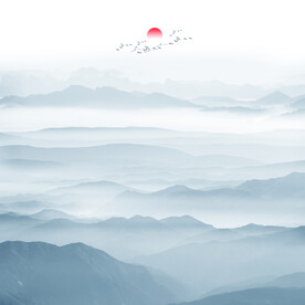 中式水墨山水画背景墙