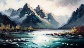 当代油画 山高水长