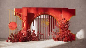 红色中式婚礼su模型