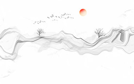 水墨山水画背景墙