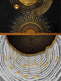 抽象金色年轮九鱼图