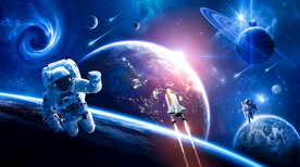 宇宙星球太空火箭宇航员银河背景