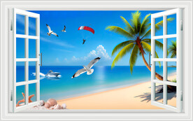 蓝天白云立体假窗