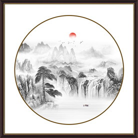 水墨画迎客松