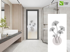 银杏白果枝叶子玻璃工艺移门图案