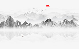 意境山水水墨画