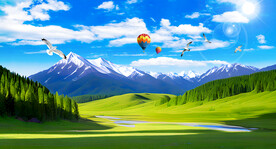 蓝天白云风景画