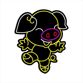 十二生肖动物霓虹灯猪