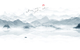 中式水墨山水画