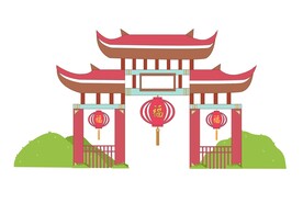 中式建筑牌坊门楼