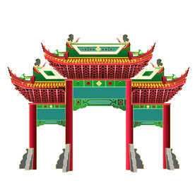 中式建筑牌坊门楼