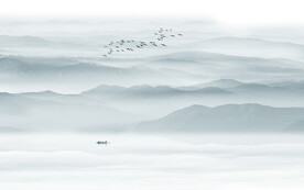 中式水墨山水画背景墙