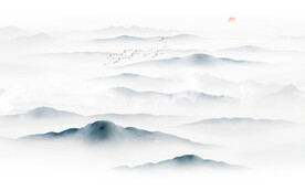 中式大气水墨意境山水背景墙