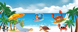 卡通沙滩背景