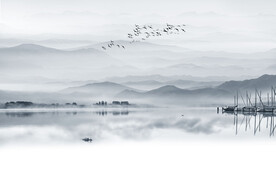 意境山水画背景墙