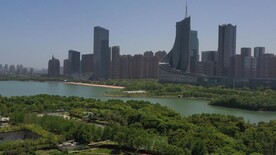 合肥政府区安徽电视台天鹅湖航拍