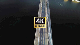 航拍跨海大桥车流交错美景