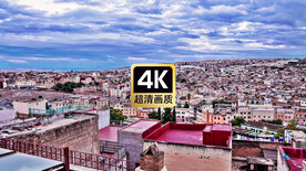 小镇上空云海游动美景