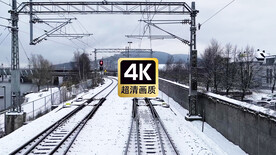 冬日车站铁路沿线美景