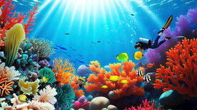 3D海底珊瑚背景墙