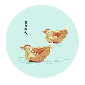 手绘鸳鸯插画矢量元素