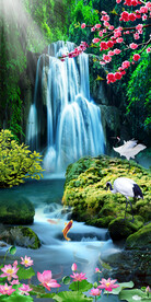 流水生财富水长流装饰画