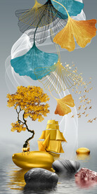 现代抽象意境麋鹿挂画