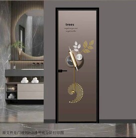 高清分层透明底平开门打印图