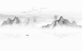 中式水墨山水壁画背景墙