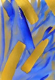 蓝色水墨金箔墨迹