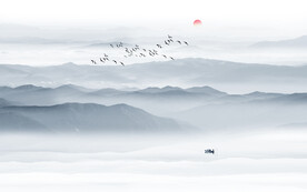 意境水墨画背景墙