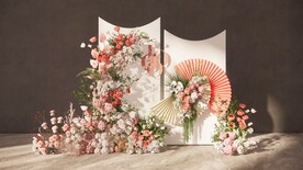 粉色婚礼布置su模型