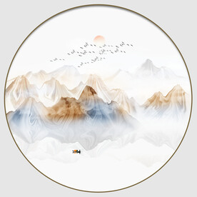 圆形抽象山水装饰画