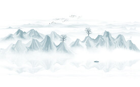 意境水墨山水画背景墙