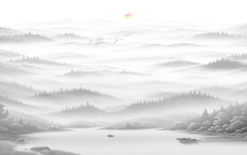 中式水墨山水画