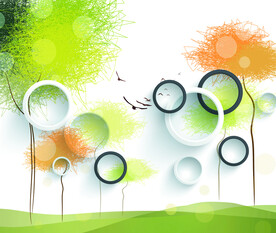 绿色圈圈电视背景墙纸壁纸