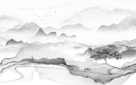 高档 清晰灰色山水 Tif分层