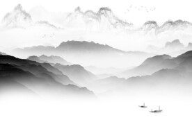 高雅 灰色中式山水 Tif分层