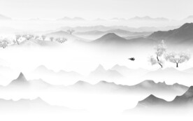 高档 灰色中式山水 Tif分层