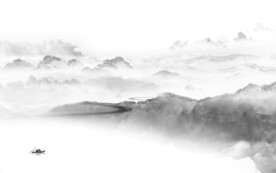 简约 清晰灰色山水 Tif分层