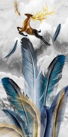 现代北欧风羽毛麋鹿玄关