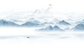 中式大气意境山水画背景墙