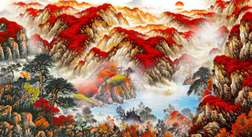 鸿运当头山水画