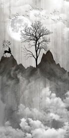 北欧风抽象森林麋鹿玄关装饰画