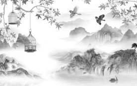 奢雅 极简灰色山水 TiF分层