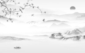 简约 灰色高清山水 TiF分层