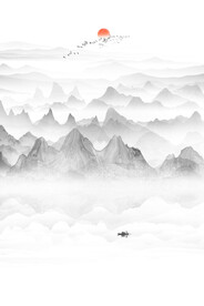 中式水墨山水画背景墙