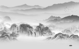 客厅 最新灰色山水 TiF分层