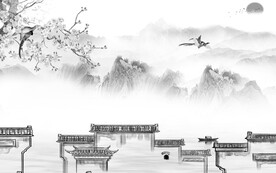 最新 简奢灰山水画 Tif分层